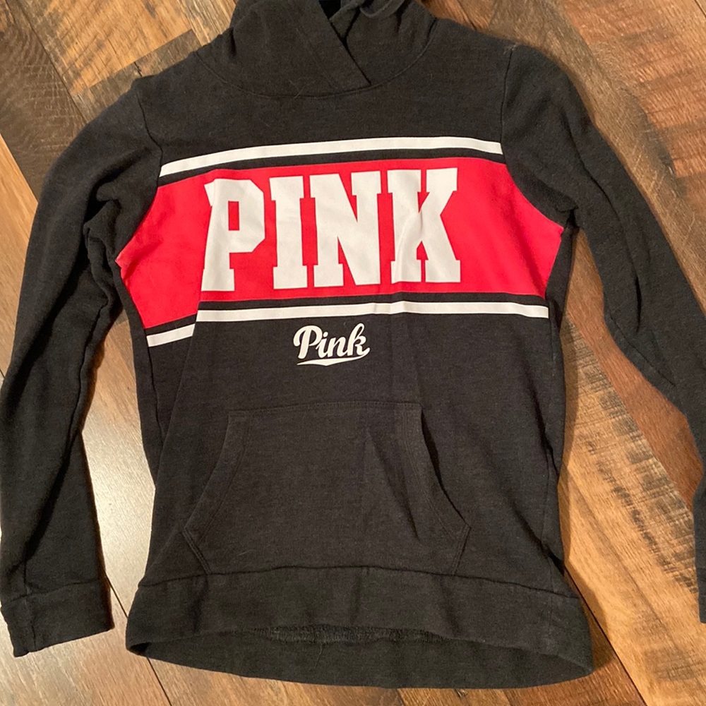 grey pink hoodie